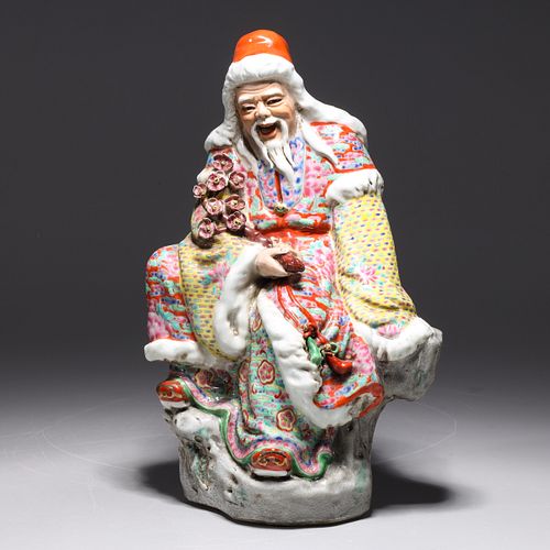Chinese Famille Rose Enameled Porcelain Statue