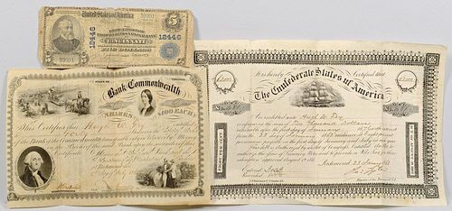 Civil War era Bond & Stock Certificate