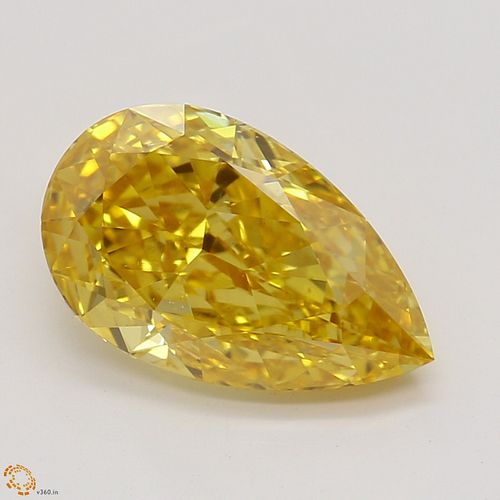 1.51 ct, Natural Fancy Vivid Orange Yellow Even Color, SI1, Pear cut Diamond (GIA Graded), Appraised Value: $127,400 
