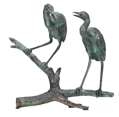 Patinated Bronze Bird Sculpture 
