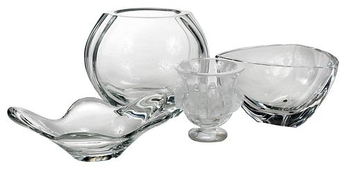 Four Continental Glass Vases and Bowls