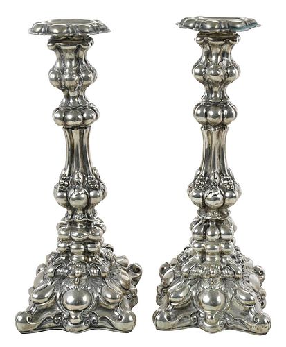 Pair of Continental Silver Candlesticks