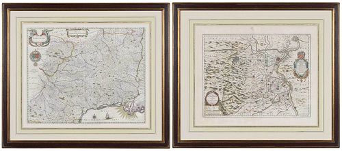 Blaeu - Two Framed French Regional Maps 