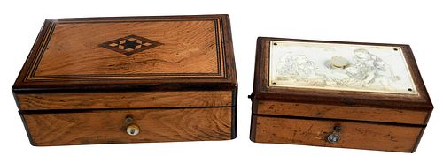 Two Small Continental Cylinder Music Boxes
