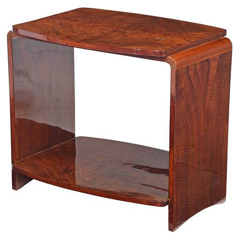 French Art Deco Figured Bookmatched Walnut Side Table