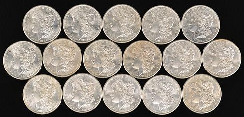 16 Uncirculated 1881 Morgan Silver Dollars