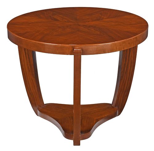 French Art Deco Figured Walnut Circular Low Table