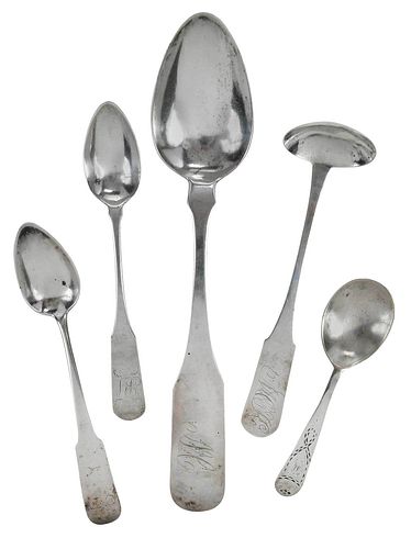 12 Pieces Early Coin Silver Flatware