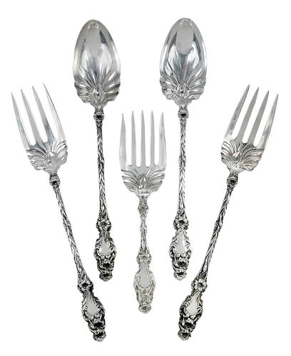 Five Lily Sterling Serving Pieces