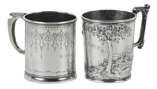 Two Gorham Coin Silver Mugs