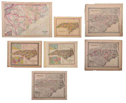 Group of Seven 19th Century North Carolina Maps