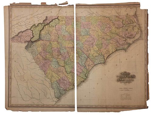 Tanner - Map of North and South Carolina, 1825
