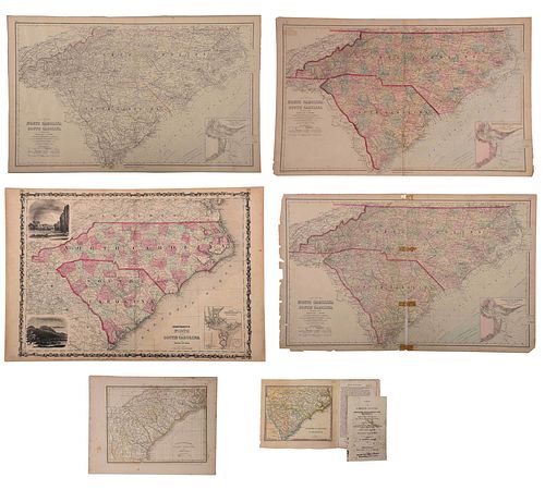 Six 19th Century Maps of North and South Carolina