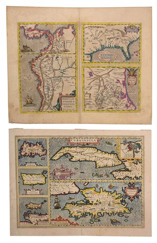 Ortelius and Hondius - Two Maps, Florida and Caribbean 