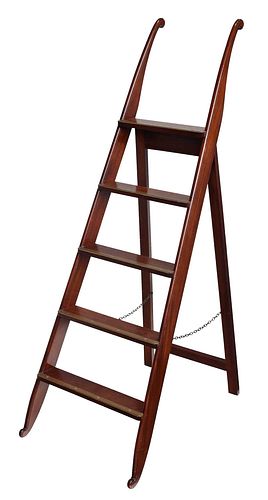 Regency Style Mahogany and Brass Folding Library Ladder