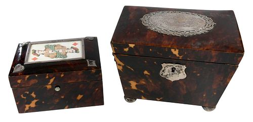 Two Victorian Silver Mounted Tortoiseshell Boxes