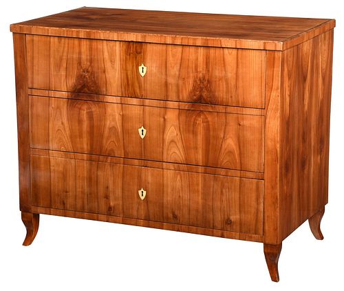 Biedermeier Figured and Bookmatched Fruitwood Commode