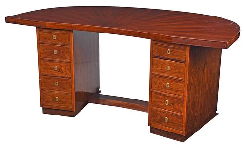 Dominique Attributed Art Deco Figured Rosewood Desk