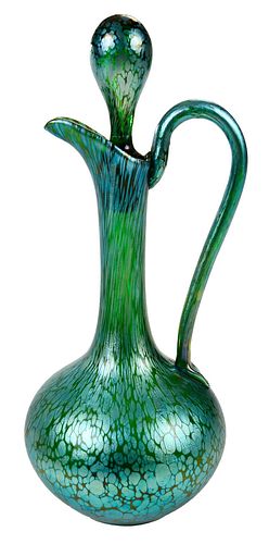 Loetz Attributed Glass Wine Ewer and Stopper