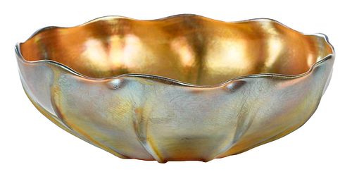 Tiffany Gold Favrile Art Glass Bowl