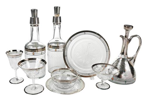 39 Piece Rockwell Enamel and Silvered Glass Service