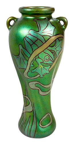 Zsolnay Pécs Art Nouveau Frog Vase