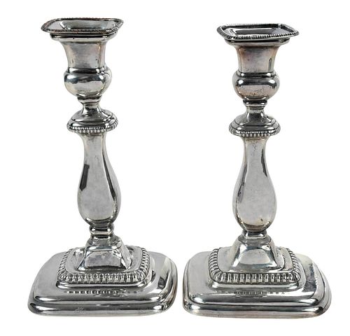 Pair of Coin Silver Candlesticks Andrew Ellicott Warner