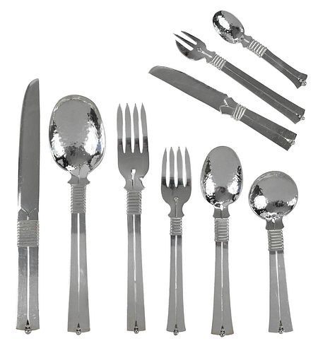 Mexican Sterling Flatware, Service for 24, 218 Pieces