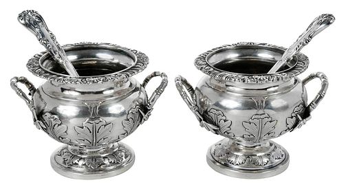 Pair of Chinese Export Silver Master Salts and Salts
