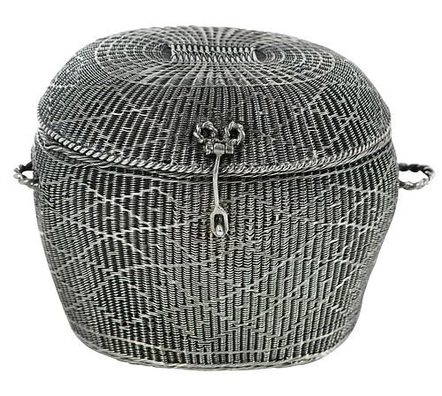 Miniature Netherlands Woven Silver Laundry Basket