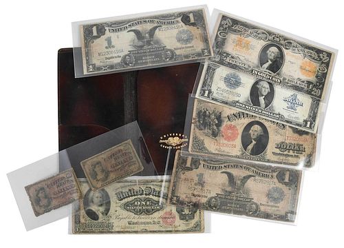 Group of U.S. Currency, Leather Wallet 
