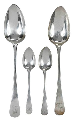 Four Bateman Family English Silver Spoons