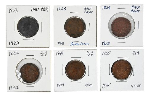 Assorted Group of 21 Half Cents