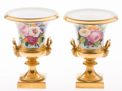 4777397: Pair of French Neoclassical Painted Vases, 19th Century KL7CF