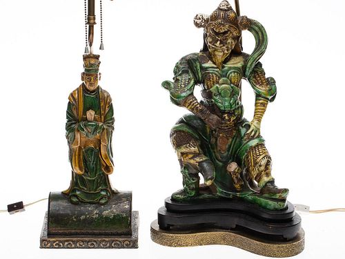 4777433: Two Chinese Ceramic Figures Now Mounted as Lamps KL7CC