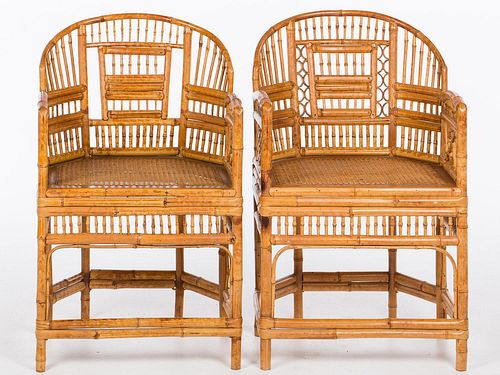 4777435: Pair of Chinese Bamboo Tub Chairs, 20th Century KL7CC