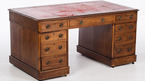 4777439: George III Style Mahogany Pedestal Desk, 19th Century KL7CJ