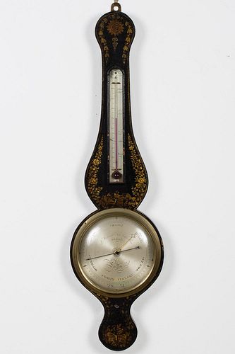 4777447: Lewis Martinelli (London, fl. 1803-1811) Victorian
 Japanned Wheel Barometer/Thermometer KL7CJ