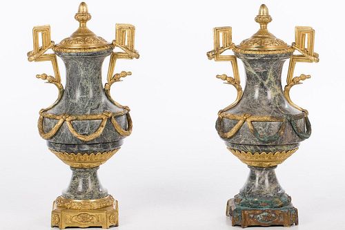 4777496: Pair of Louis XVI Style Marble and Gilt Metal Urns, 19th Century KL7CJ
