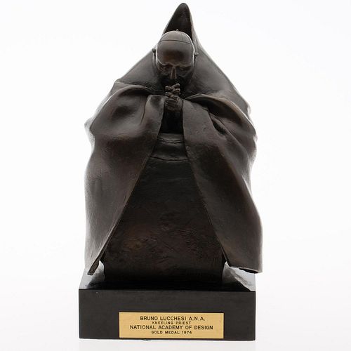 4777535: Bruno Lucchesi (American/Italian, b.1961), Kneeling
 Priest, Cast Bronze Sculpture KL7CL
