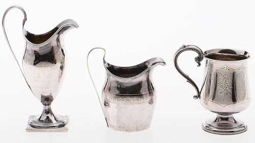 4777576: English Sterling Silver Small Footed Pitcher, Creamer
 and Footed Mug, 18th/19th Century KL7CQ