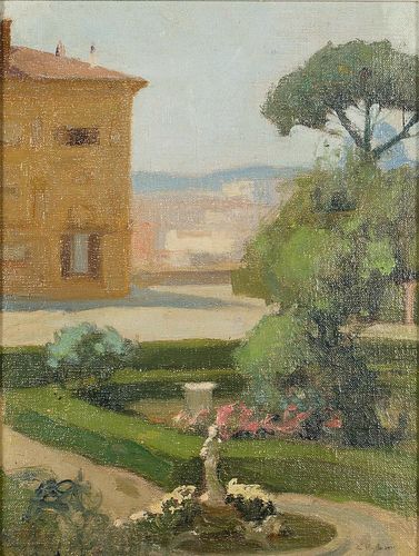 4777590: Charles C. Hoffbauer (Massachusetts/France, 1875-1957),
 Italian Garden, Oil on Canvas KL7CL