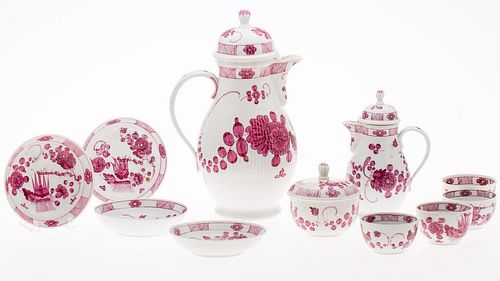4777598: 11 Piece Rauenstein Purple Floral Decorated Tea
 Set, Late 18th Century KL7CF