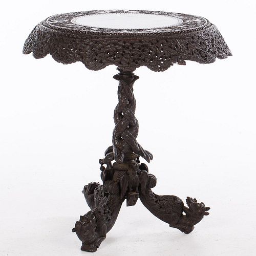 4777628: Southeast Asian Elaborately Carved Rosewood Center
 Table, 19th Century KL7CJ