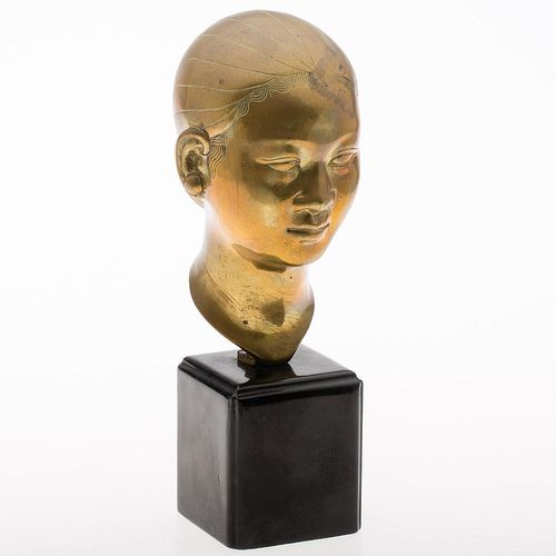4777651: Japanese Brass Bust of a Woman KL7CC