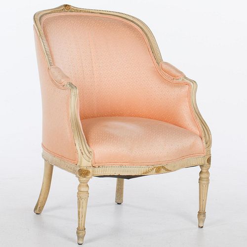 4777683: Louis XVI Style White Painted Tub Chair, 20th Century KL7CJ