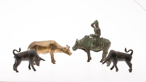 4777684: Four Bronze/Brass Indian Bull Figures KL7CC