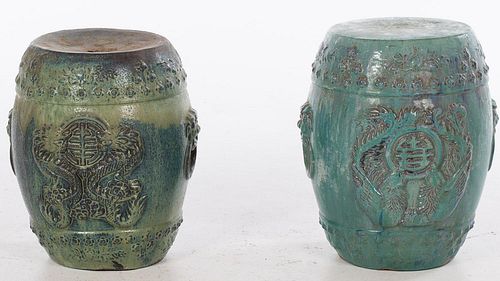 4777706: Two Chinese Glazed Ceramic Garden Stools KL7CC