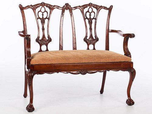 4777708: George II Style Mahogany Double-Chair Back Settee, 20th Century KL7CJ