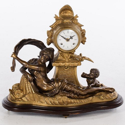 4777723: French Imperial Gilt Metal Mantle Clock, Signed
 Moreau, Mid 20th Century KL7CG